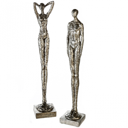 SALE % - Set 2 figurine asortate Millenium rasina, argintiu, 79x13.5x14 cm