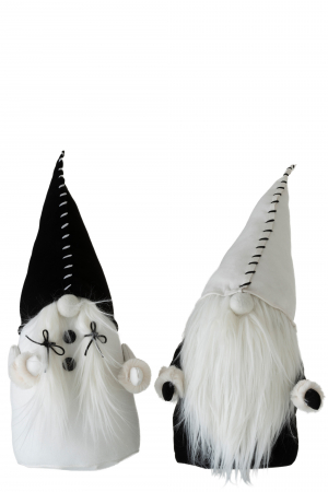 Mos Craciun - Set 2 figurine asortate, Textil, Alb , 18x30x47 cm