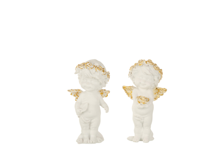 SALE % - Set 2 figurine, Compozit, Alb, 7x6x14