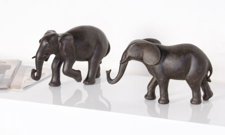 Accesorii - Set 2 figurine elefant, rasina, maro, 26 cm