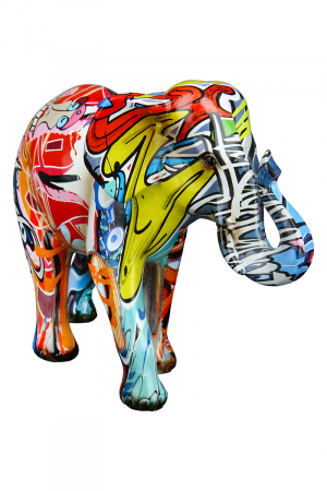 Set 2 figurine Elephant Street Art, Rasina, Multicolor, 23x17x10 cm [1]