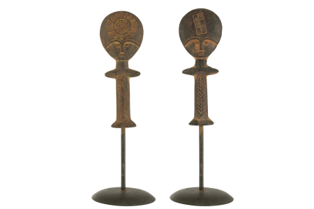 Tribal - Set 2 figurine Ethnic, Plastic/Fibre sintetice, Maro, 14x14x46 cm