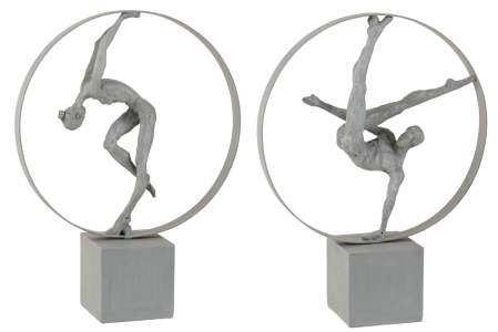 Accesorii - Set 2 figurine Gymnast in Ring, Rasina, Gri, 36.5x12x47 cm