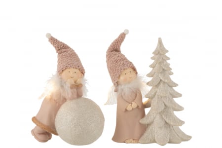 Set 2 figurine inger asortate, Compozit, Roz, 22x22x25 cm [1]
