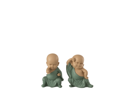 Oriental - Set 2 figurine Monk, Rasina, Bej/Albastru, 8x8x12 cm