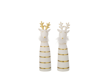 CADOURI - Set 2 figurine Moose, Ceramica, Multicolor, 7.5x7.5x25 cm