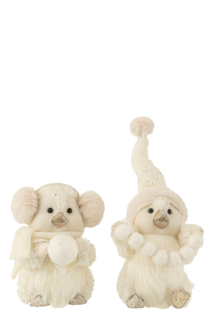 Jucarii de plus - Set 2 figurine Penguin Snowballs, Fibre sintetice, Crem, 20x19x26 cm
