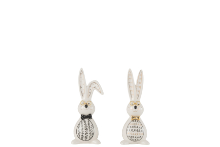 Primavara - Set 2 figurine Rabbit Robert, Ceramica, Multicolor, 8.2x6.3x19.6 cm