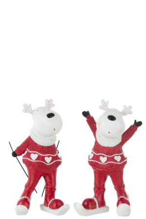 CADOURI - Set 2 figurine Reindeer Skiing, Rasina, Multicolor, 12.5x12.5x22.5 cm