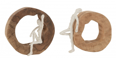 FIGURINE - Set 2 figurine Resting, Lemn, Natural, 23.5x7x22 cm