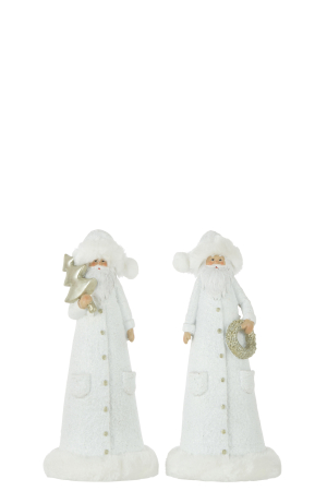CRACIUN - Set 2 figurine Santa Claus, Rasina, Alb, 10x10x24 cm