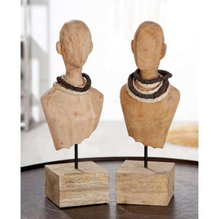 Tribal - Set 2 figurine Sienna, Lemn, Maro, 18x45x13 cm