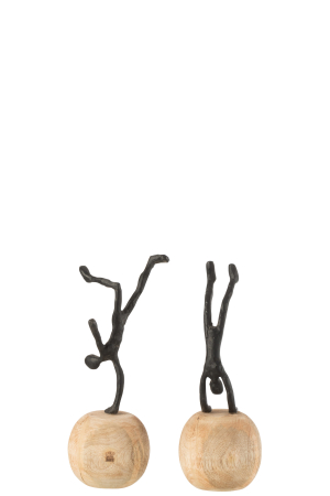 FIGURINE - Set 2 figurine Standing On Foot, Lemn, Negru, 16x12x30 cm