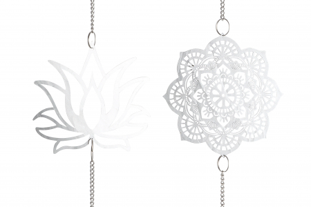Set 2 ghirlande Buddha, Otel, Argintiu, 10x102x3 cm [1]