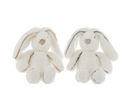 Jucarii pentru copii - Set 2 iepurasi, Fibre sintetice, Alb, 20x18x23 cm