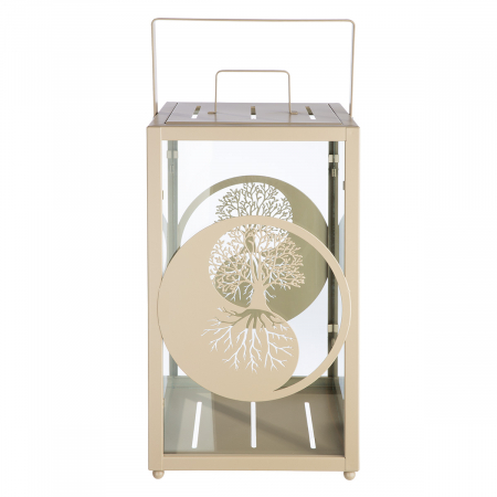 Set 2, Lanternă, dreptunghiulară, motiv Yin & Yang, Metal, bej, PU 1, L. 25 cm, L. 25 cm, H. 48 cm [2]