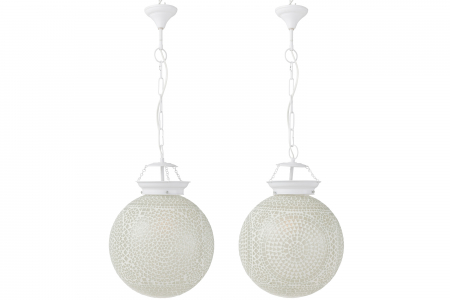 Lustre - Set 2 lustre Eki, Sticla, Alb, 35x35x85 cm