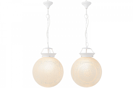 Set 2 lustre Eki, Sticla, Alb, 35x35x85 cm [1]