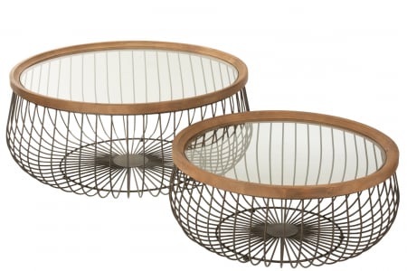 LIVING - Set 2 masute cafea, Metal, Negru, 100x100x45 cm