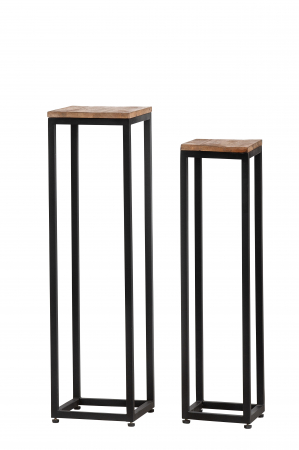 Set 2 masute consola, Lemn/Metal, Maro/Negru, 25x90x25 cm [1]