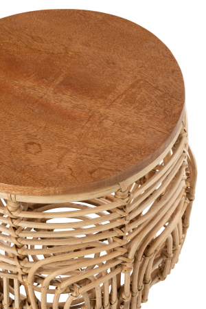 Set 2 masute Ellen cu spatiu de depozitare, Fibre naturale, Maro, 48x48x50-38X38X40 cm [3]