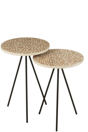 SALE % - Set 2 masute laterale, Material sintetic, Bej, 38x38x58