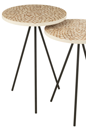 Set 2 masute laterale, Material sintetic, Bej, 38x38x58 [1]