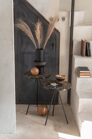 SALE % - Set 2 masute laterale, Material sintetic, Maro, 38x38x58