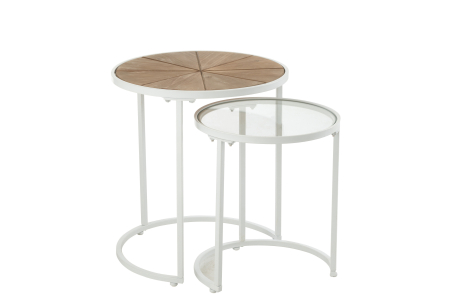 SALE % - Set 2 masute laterale, Sticla, Alb , 50x50x56