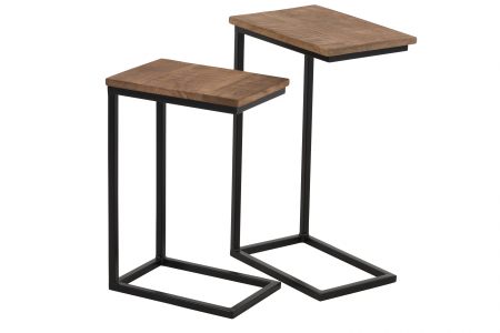 Masute - Set 2 masute, Lemn, Negru, 42x28x64.5 cm