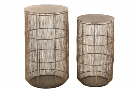 Set 2 masute, Metal, Auriu, 41x41x72 cm [4]