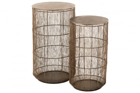 LIVING - Set 2 masute, Metal, Auriu, 41x41x72 cm