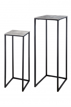 Set 2 masute Quadro, Aluminiu/Metal, Negru/Argintiu, 30x97x30 cm [3]