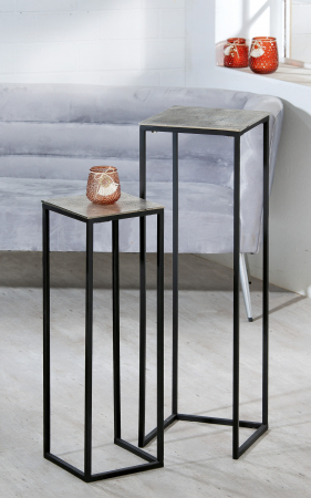 SALE % - Set 2 masute Quadro, Aluminiu/Metal, Negru/Argintiu, 30x97x30 cm