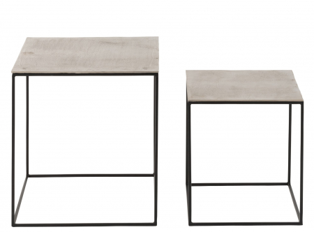 LIVING - Set 2 masute Square, Metal, Silver, 50.5x50.5x55 cm