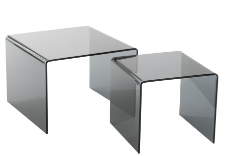 LIVING - Set 2 masute Sticla, Sticla, Negru, 65x65x46.5 cm