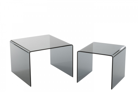 Set 2 masute Sticla, Sticla, Negru, 65x65x46.5 cm [2]