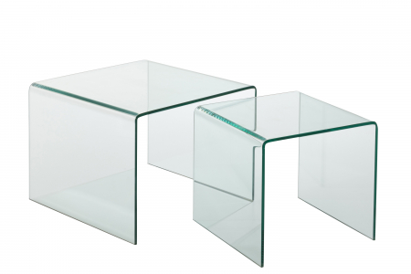 SALE % - Set 2 masute, Sticla, Transparent, 65x65x48 cm