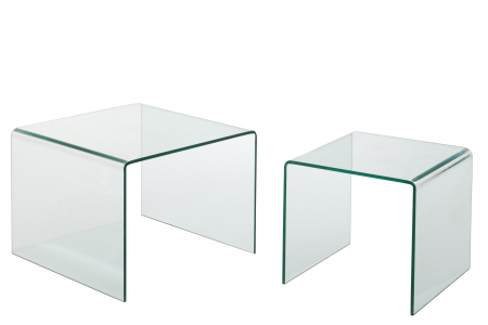 Set 2 masute, Sticla, Transparent, 65x65x48 cm [2]