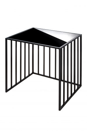 Set 2 masute Straight, Sticla/Metal, Negru, 40.5x55x50 cm [2]
