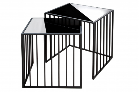 Set 2 masute Straight, Sticla/Metal, Negru, 40.5x55x50 cm [3]