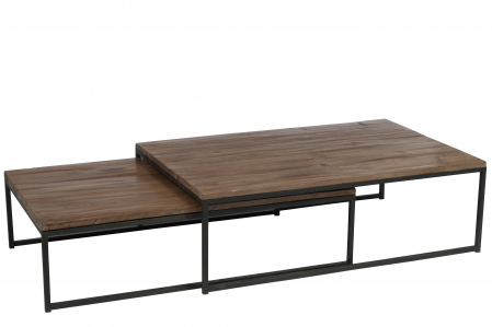 SALE % - Set 2 masute Wood, Lemn/Metal, Maro/Negru, 120x80x38.5 cm