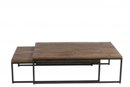 Set 2 masute Wood, Lemn/Metal, Maro/Negru, 120x80x38.5 cm [1]