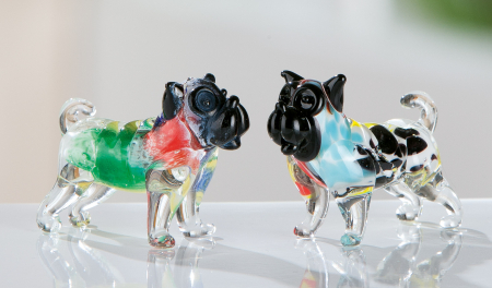 SALE % - Set 2 mini figurine catel Salto, sticla, multicolor, 5.5x4x1.5 cm