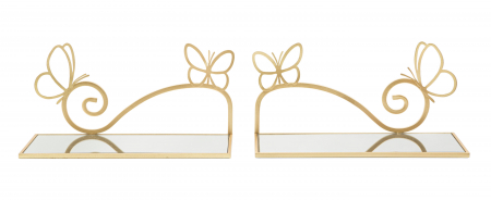 Set 2 noptiere suspendate Butterfly, Fier/MDF/Oglinda, Auriu, 21x41.5x18 cm [5]