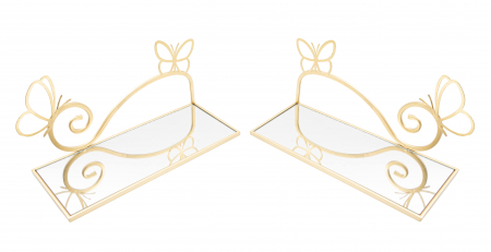 Set 2 noptiere suspendate Butterfly, Fier/MDF/Oglinda, Auriu, 21x41.5x18 cm [3]