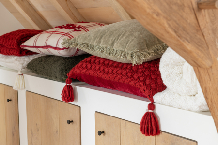SALE % - Set 2 perne, Textil, Rosu, 44x44x9.5