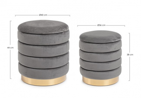 Set 2 pufuri DARINA, lemn, gri, 36/40cm;38/44cm [1]