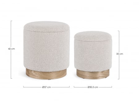 Set 2 pufuri Zoya cu spatiu de depozitare, MDF, Gri/Maro, 30.5/37xx35/42 cm [1]