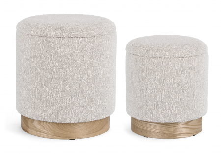 LIVING - Set 2 pufuri Zoya cu spatiu de depozitare, MDF, Gri/Maro, 30.5/37xx35/42 cm